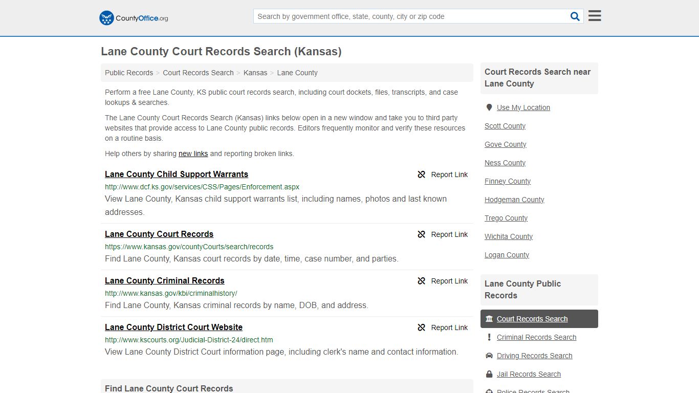 Lane County Court Records Search (Kansas) - County Office